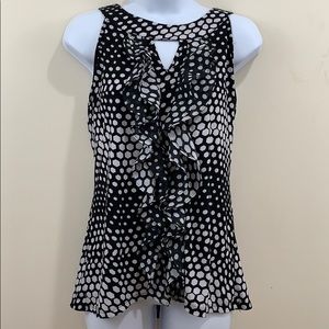 Russell Kemp Sleeveless Keyhole Front Ruffle Shirt